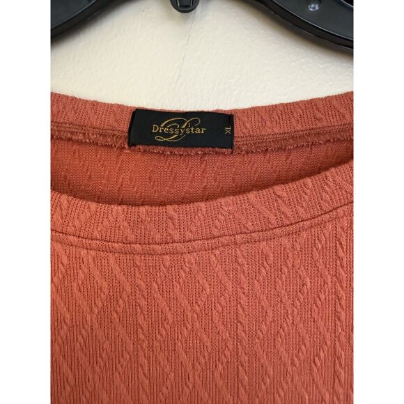 Dressystar Textured Long Sleeve Mini Dress - Rust/Terracotta - Size XL - Picture 4 of 5